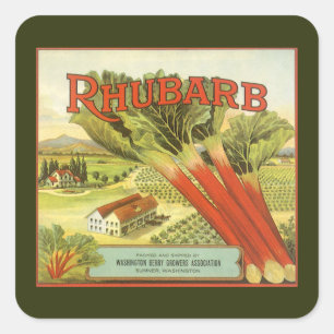 Vintage Vegetable Can Label Art, Rhubarb Farm