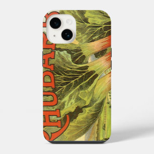 Vintage Vegetable Can Label Art, Rhubarb Farm iPhone 14 Case