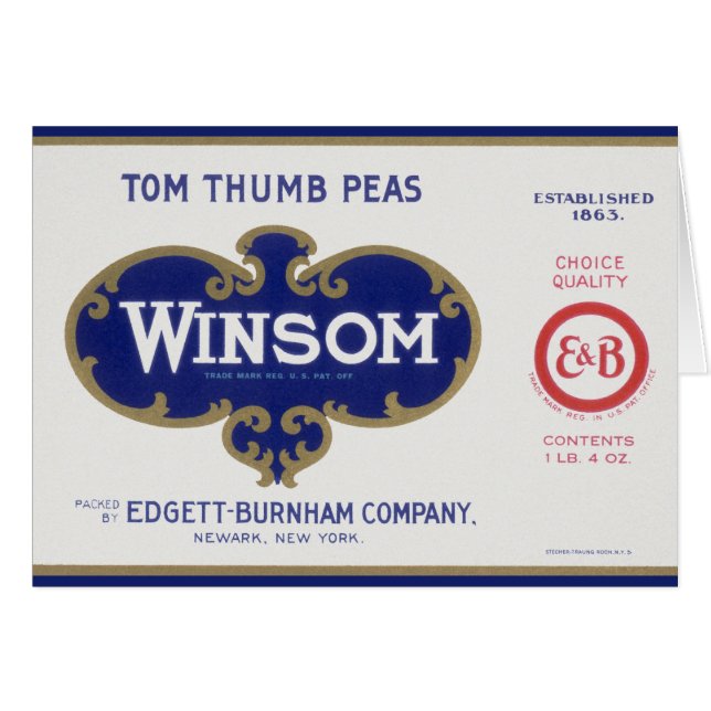 Vintage Vegetable Can Label Art, Winsom Peas (Front Horizontal)