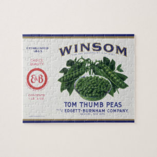 Vintage Vegetable Can Label Art, Winsom Peas Jigsaw Puzzle