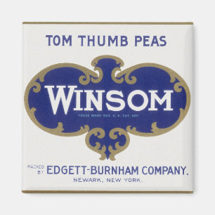 Vintage Vegetable Can Label Art, Winsom Peas Magnet