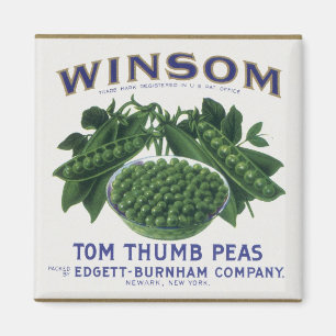 Vintage Vegetable Can Label Art, Winsom Peas Magnet