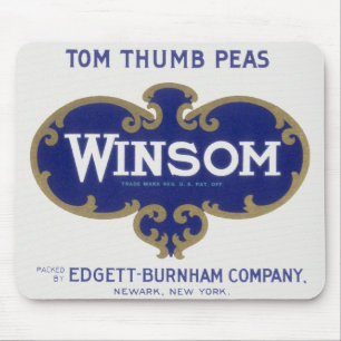 Vintage Vegetable Can Label Art, Winsom Peas Mouse Mat