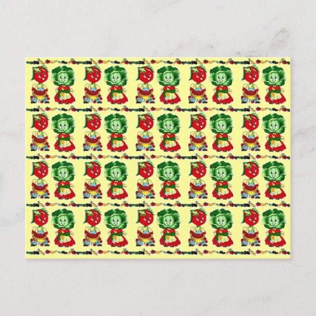 Vintage Vegetable Couple Postcard (Front)