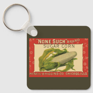 Vintage Vegetable Label Art, None Such Sugar Corn Key Ring