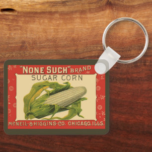 Vintage Vegetable Label Art, None Such Sugar Corn Key Ring