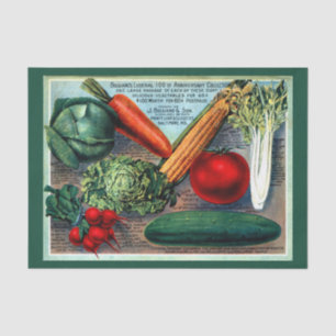 Vintage Vegetable Seed Pack Ephemera Decoupage Tissue Paper