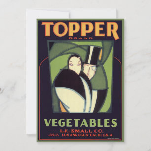 Vintage Vegetable Topper Label, Art Deco Romance