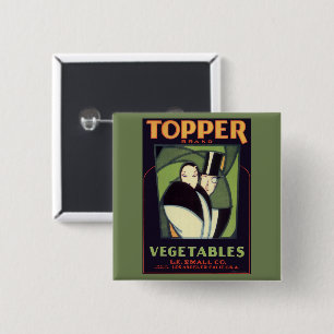 Vintage Vegetable Topper Label, Art Deco Romance 15 Cm Square Badge