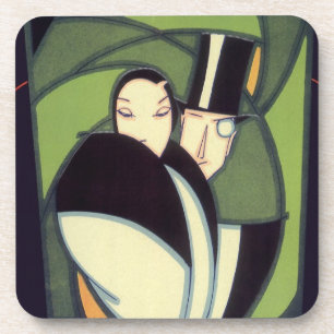 Vintage Vegetable Topper Label, Art Deco Romance Coaster