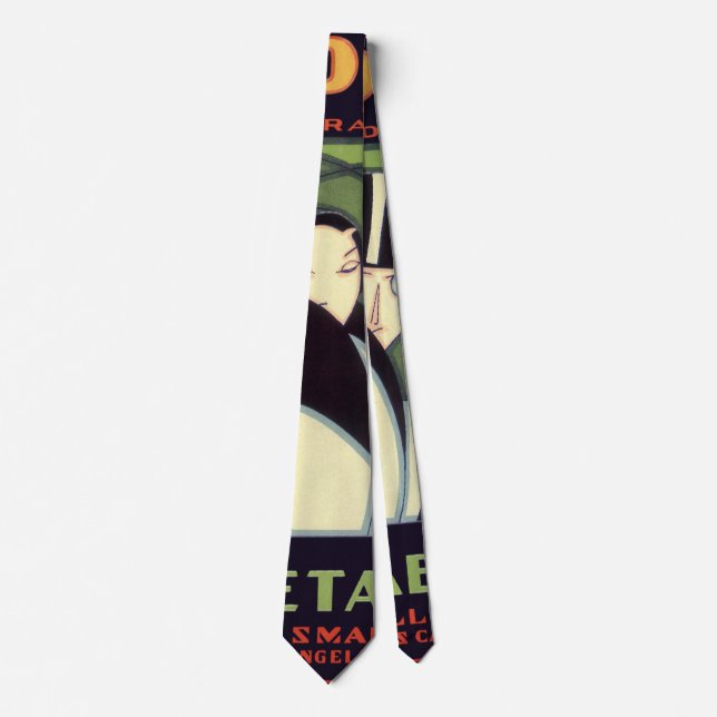 Vintage Vegetable Topper Label, Art Deco Romance Tie (Front)