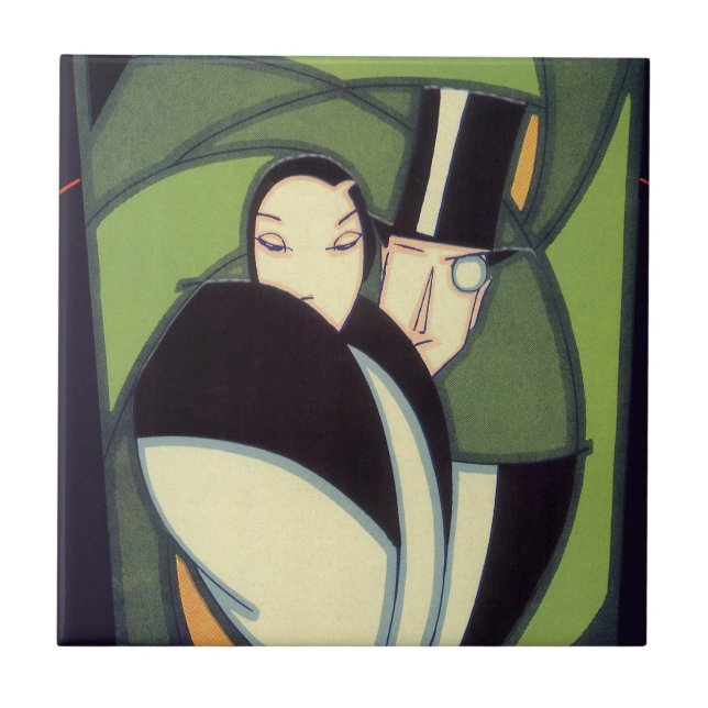 Vintage Vegetable Topper Label, Art Deco Romance Tile (Front)