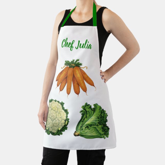Vintage Vegetables; Carrots, Cauliflower, Lettuce Apron (Insitu)