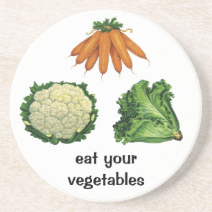 Vintage Vegetables; Carrots, Cauliflower, Lettuce Coaster