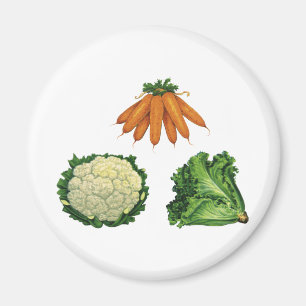 Vintage Vegetables; Carrots, Cauliflower, Lettuce Magnet
