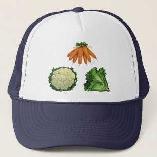 Vintage Vegetables; Carrots, Cauliflower, Lettuce Trucker Hat