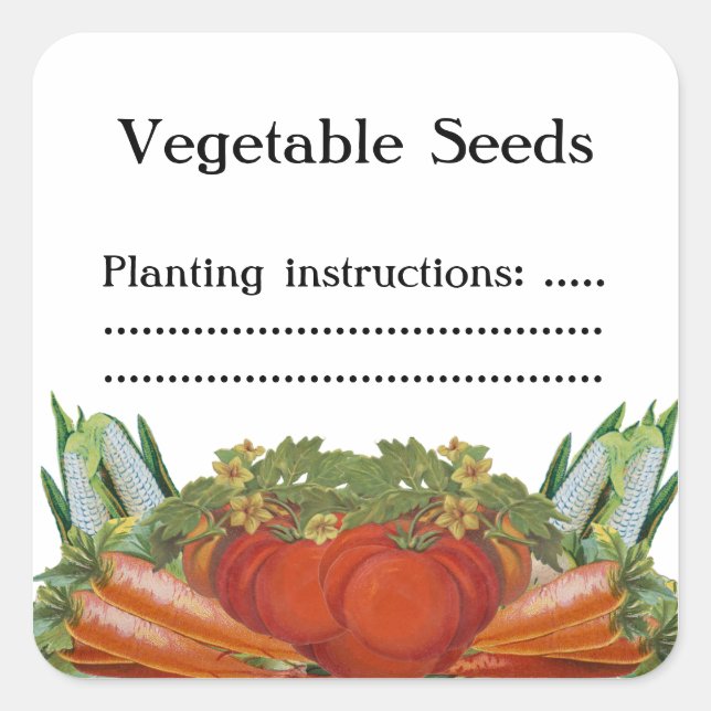Vintage Vegetables Custom Seed or Canning Label (Front)