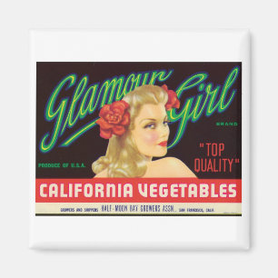 Vintage Vegetables Food Product Label Magnet