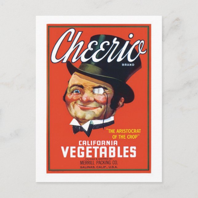 Vintage Vegetables Food Product Label Postcard (Front)