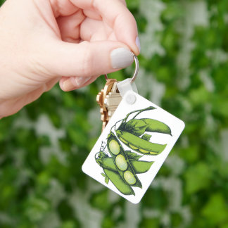 Vintage Vegetables; Lima Beans, Organic Farm Foods Key Ring