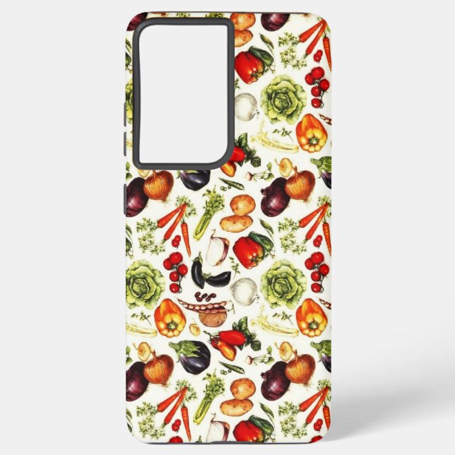 Vintage Vegetables Wallpaper Samsung Galaxy S21 Ultra Case (Back)