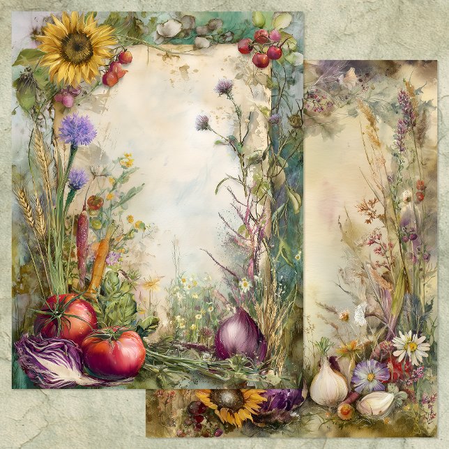 VINTAGE VEGGIE GARDEN JUNK JOURNAL PAPER (VINTAGE VEGGIE GARDEN JUNK JOURNAL PAPER)