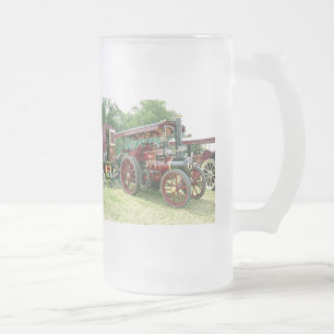 vintage vehicle and trailer frosted glass beer mug