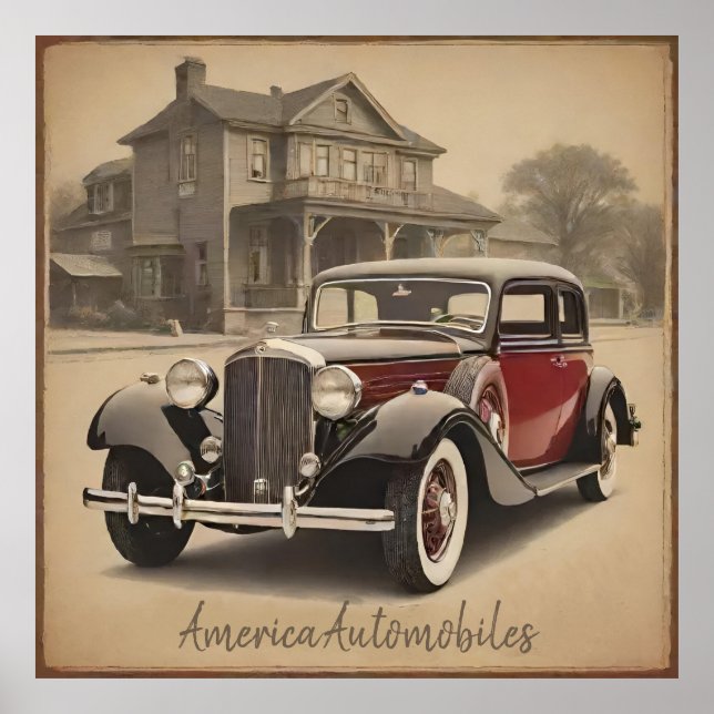 Vintage vehicle automobile car wall art  poster (Front)