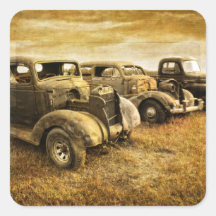 Vintage Vehicles Square Sticker