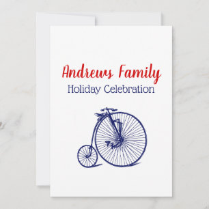 Vintage Velocipede Penny Farthing Bicycle Bike Blu Invitation
