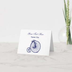 Vintage Velocipede Penny Farthing Bicycle Bike Blu Thank You Card