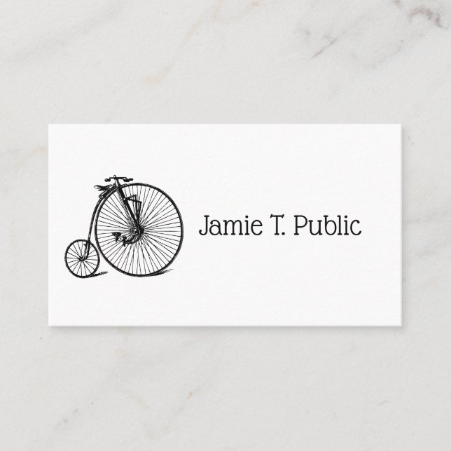 Vintage Velocipede Penny Farthing Bicycle Bike Business Card (Front)