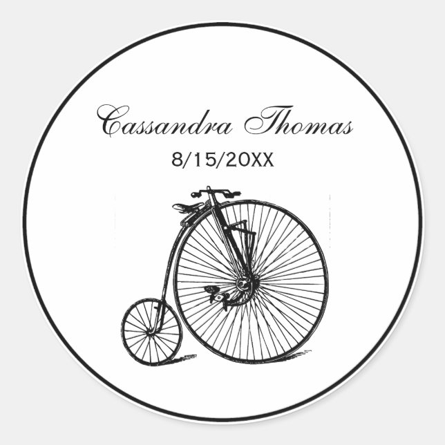 Vintage Velocipede Penny Farthing Bicycle Bike Classic Round Sticker (Front)