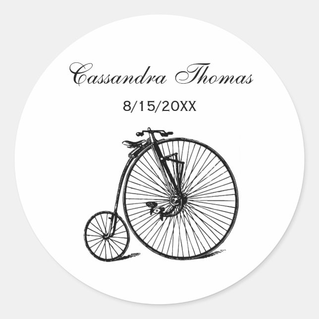 Vintage Velocipede Penny Farthing Bicycle Bike Classic Round Sticker (Front)
