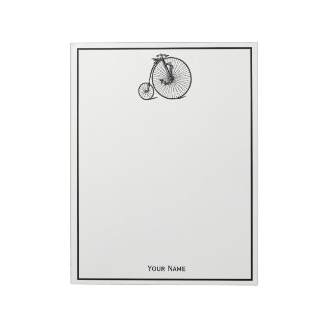 Vintage Velocipede Penny Farthing Bicycle Bike Notepad (Rotated)