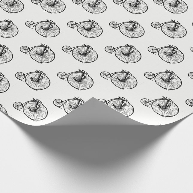 Vintage Velocipede Penny Farthing Bicycle Bike Wrapping Paper (Corner)