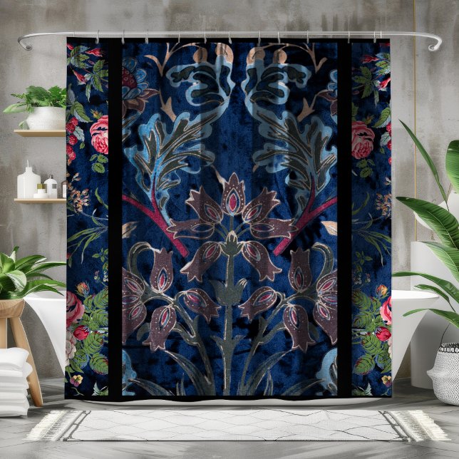 Vintage Velvet Blossoms: Gothic-inspired elegance Shower Curtain (Creator Uploaded)