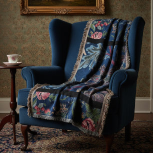 Vintage Velvet Blossoms: Gothic-inspired elegance Throw Blanket
