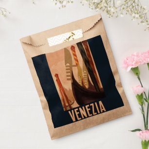 Vintage Venezia Italy Travel Art Venice Gondola Favour Bags
