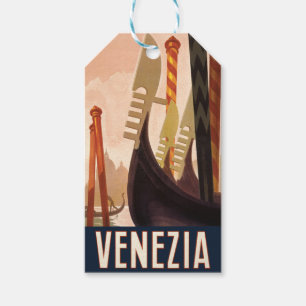 Vintage Venezia Italy Travel Art Venice Gondola Gift Tags