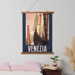 Vintage Venezia Italy Travel Art Venice Gondola Hanging Tapestry