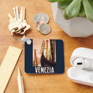 Vintage Venezia Italy Travel Art Venice Gondola Key Ring