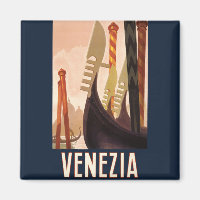 Vintage Venezia Italy Travel Art Venice Gondola