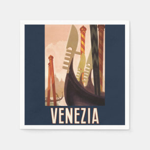 Vintage Venezia Italy Travel Art Venice Gondola Napkin