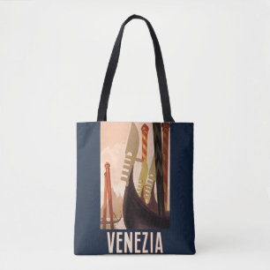 Vintage Venezia Italy Travel Art Venice Gondola Tote Bag