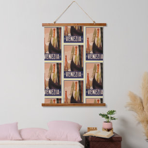 Vintage Venezia Venice Boats Pattern Hanging Tapestry