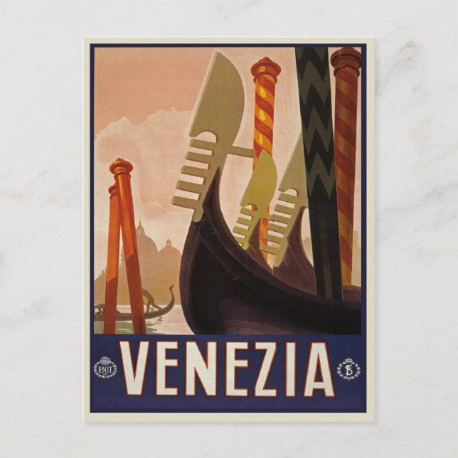 Vintage Venezia | Venice Italy Travel Poster Postcard (Front)
