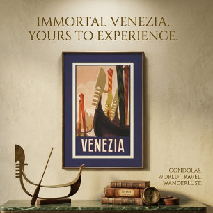 Vintage Venezia Venice Travel Poster Canvas Print