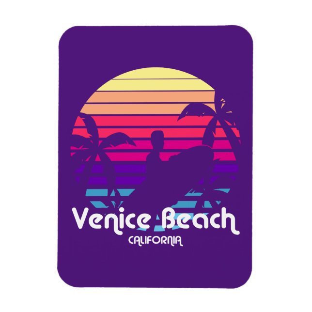 Vintage Venice Beach California Sunset Magnet (Vertical)