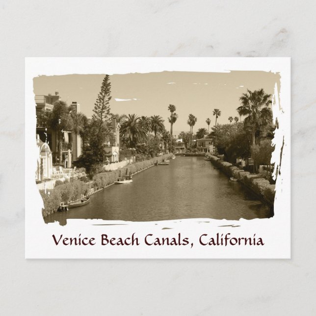 Vintage Venice Beach Canals Postcard! Postcard (Front)